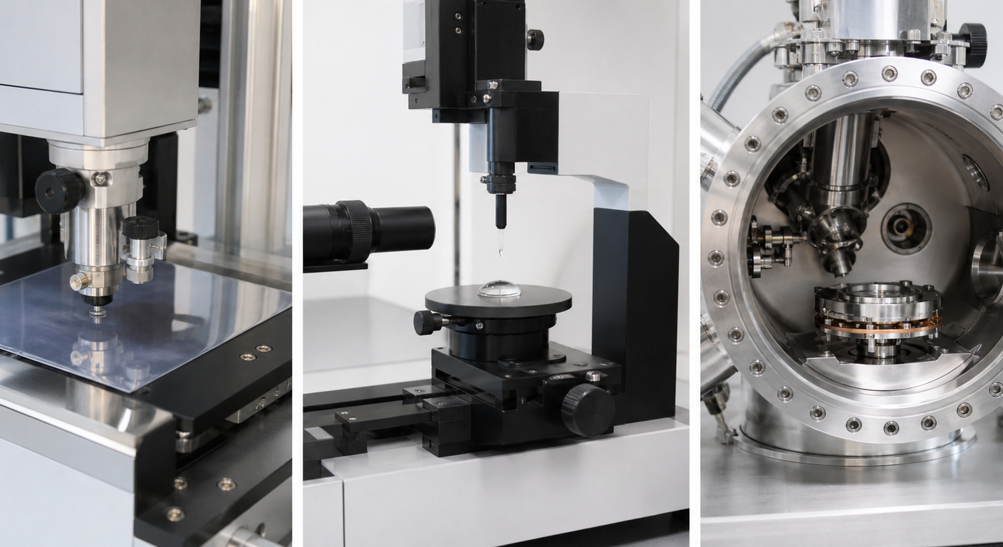 Equipment-only comparison of dyne testing, contact angle measurement, and XPS analysis